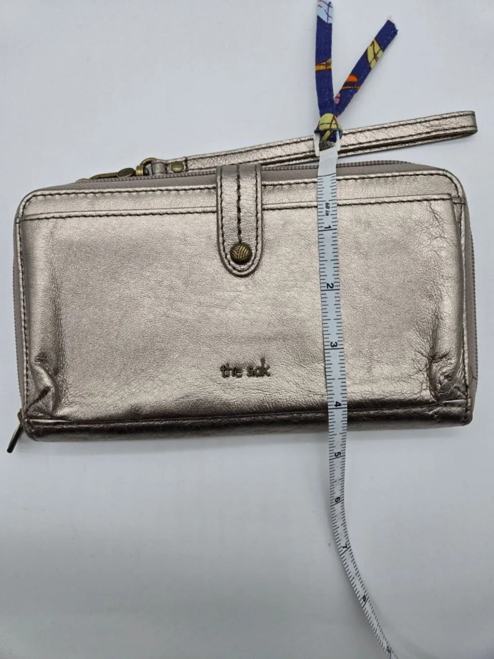 The Sak Iris Silver Metallic Leather Phone Wallet Wristlet RFID Clutch